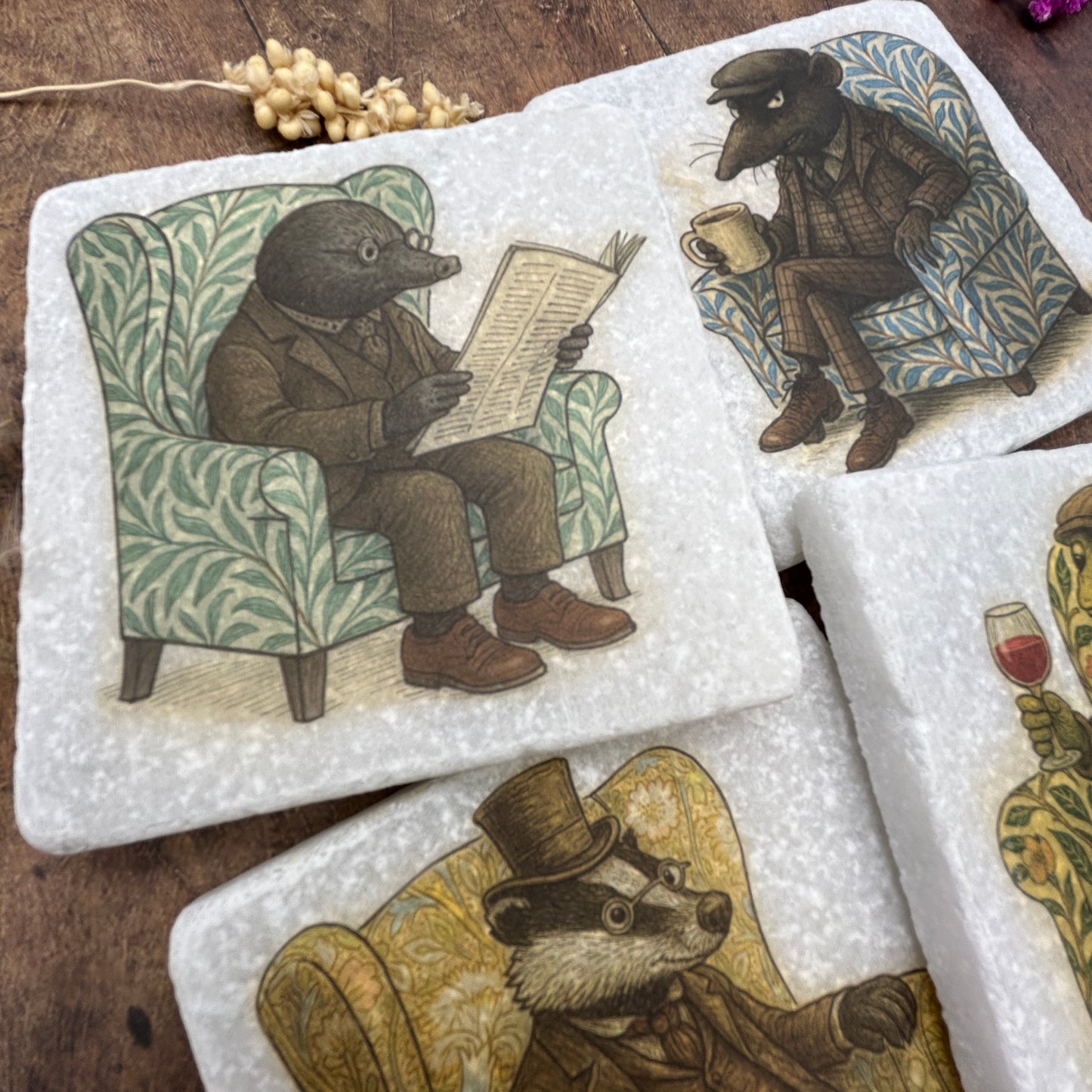 Morris and the Willows Animal Stone Coaster Collection – William Morris Inspired Armchairs