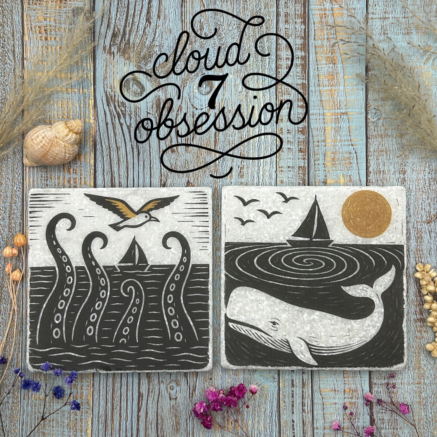 Nautical Legends Natural Stone Coasters