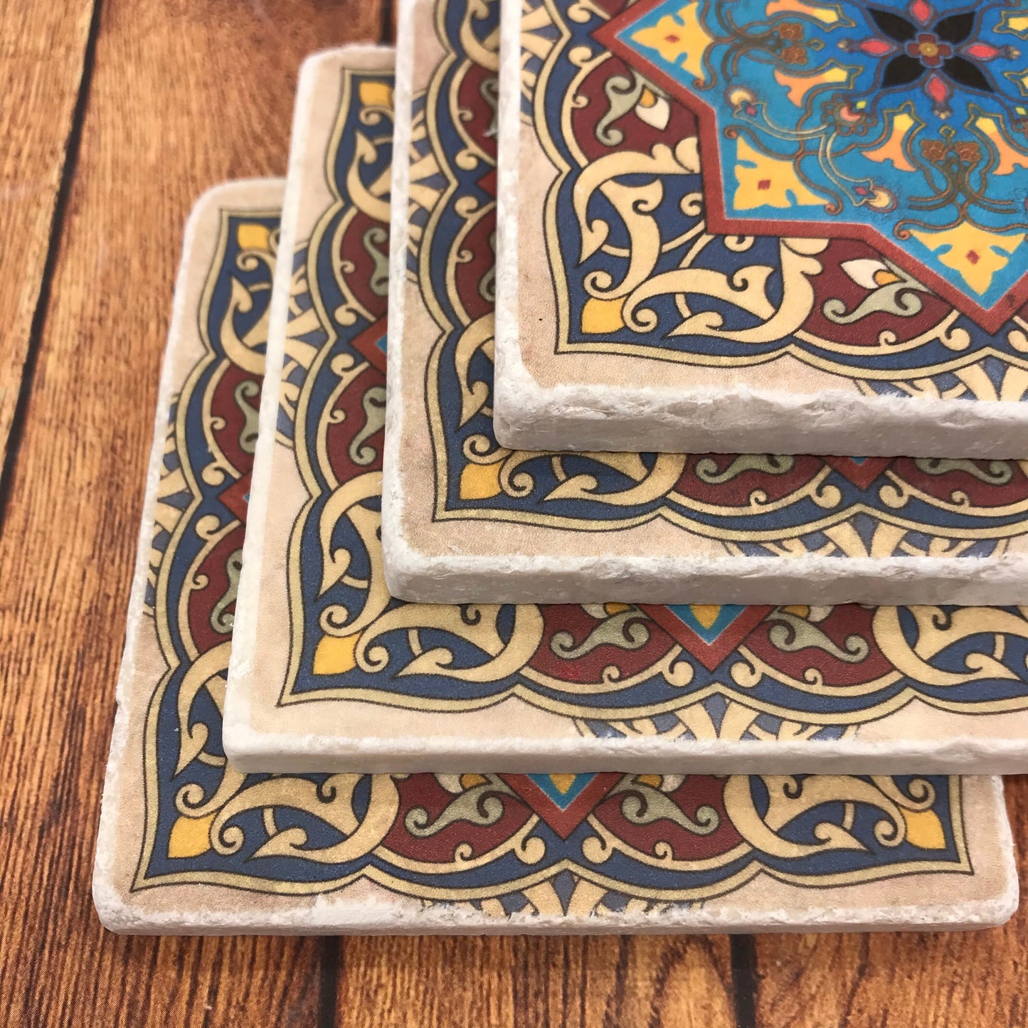 Moroccan Stone Coasters Wine Red