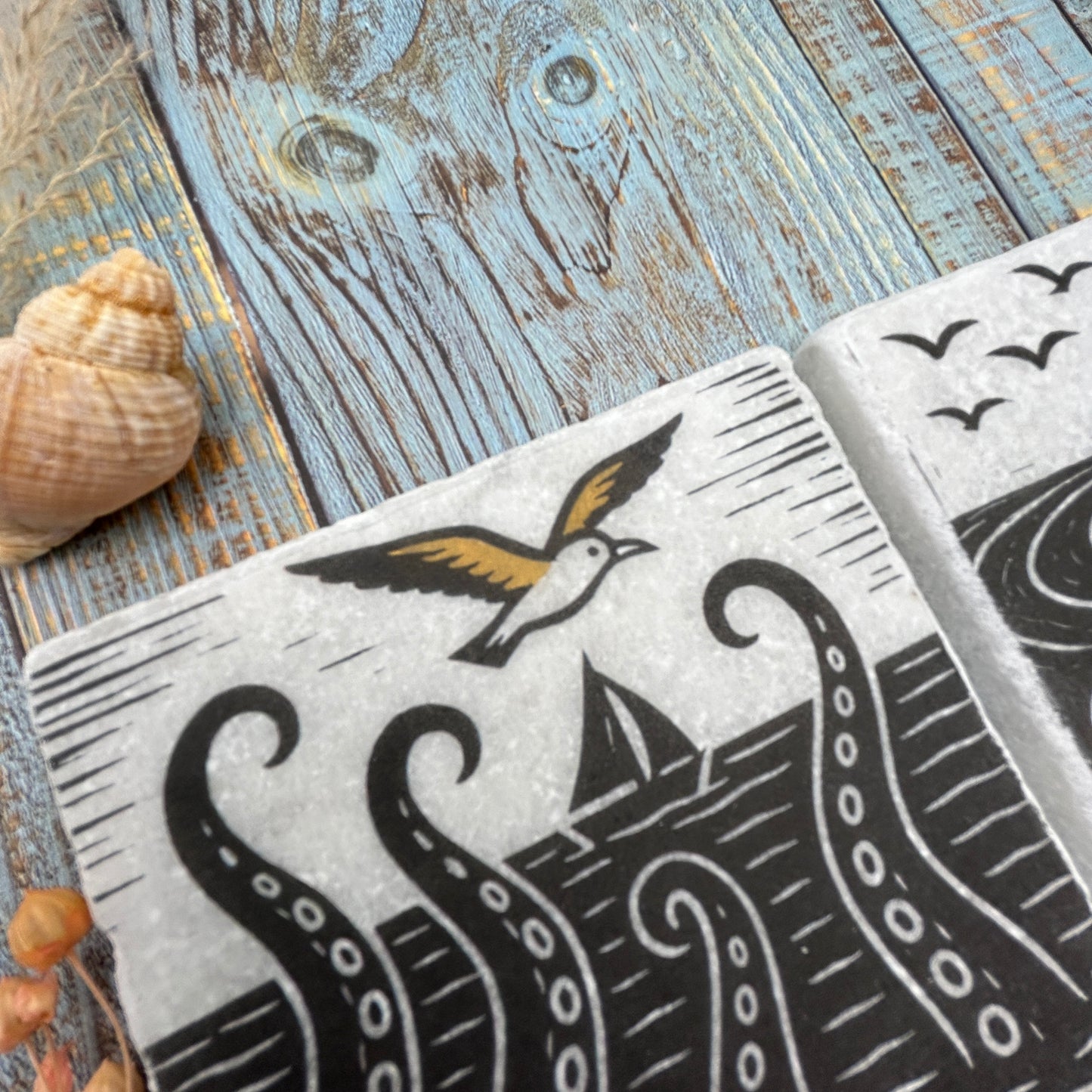 Nautical Legends Natural Stone Coasters