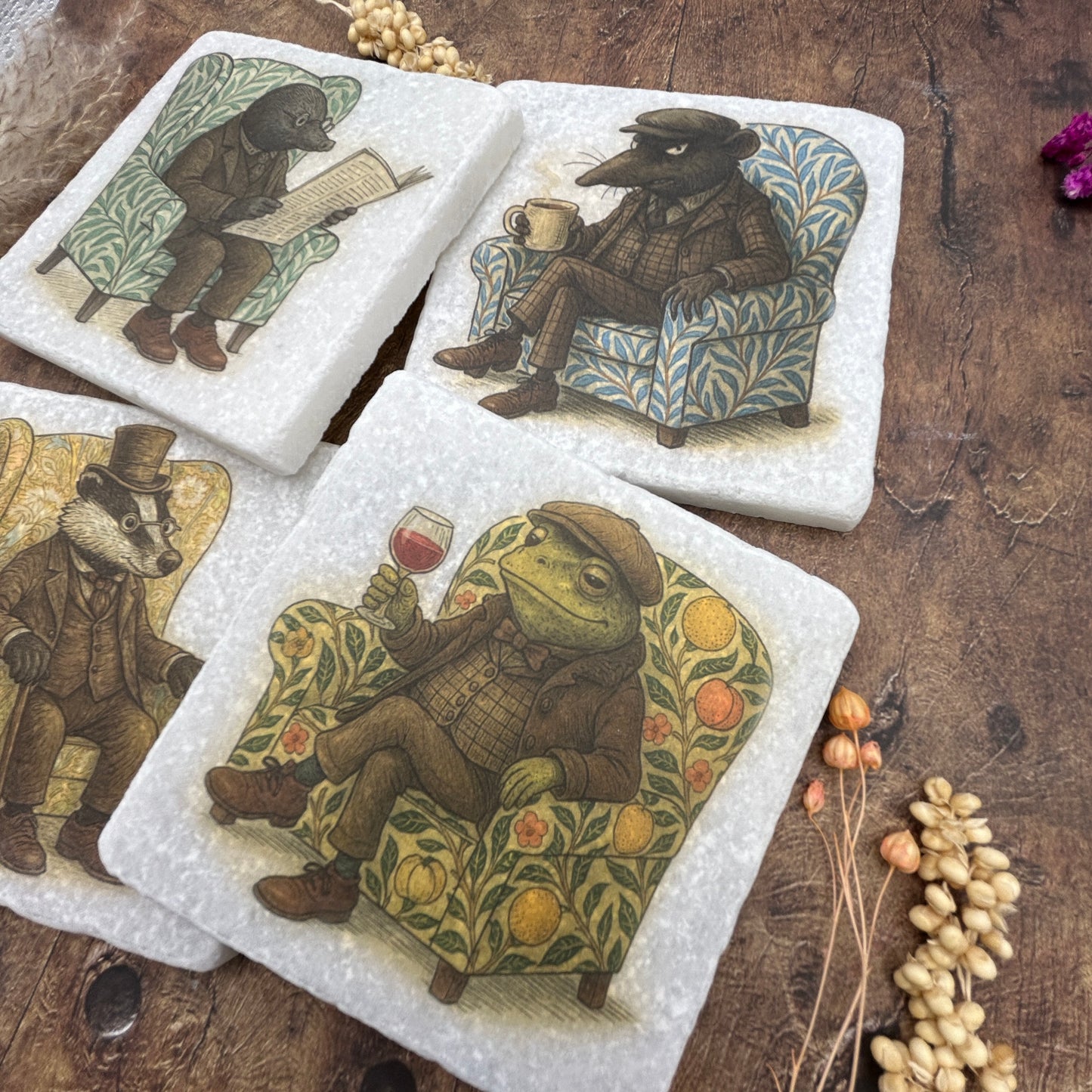 Morris and the Willows Animal Stone Coaster Collection – William Morris Inspired Armchairs