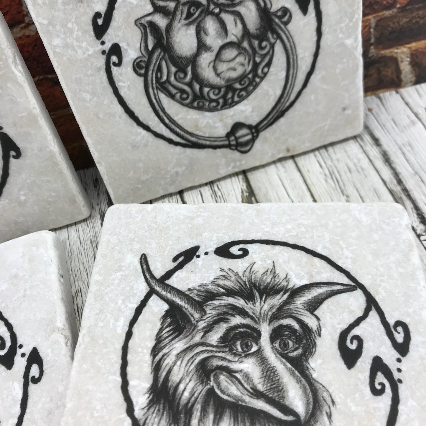 Labyrinth Natural Stone Coasters, Knockers