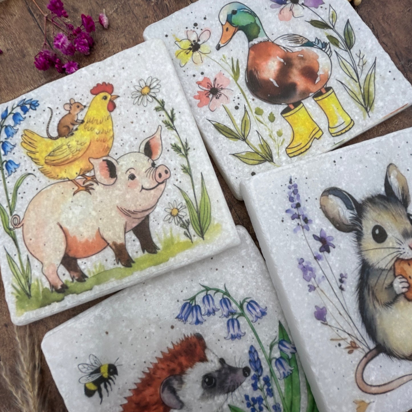 Little Farmyard Friends Stone Coasters