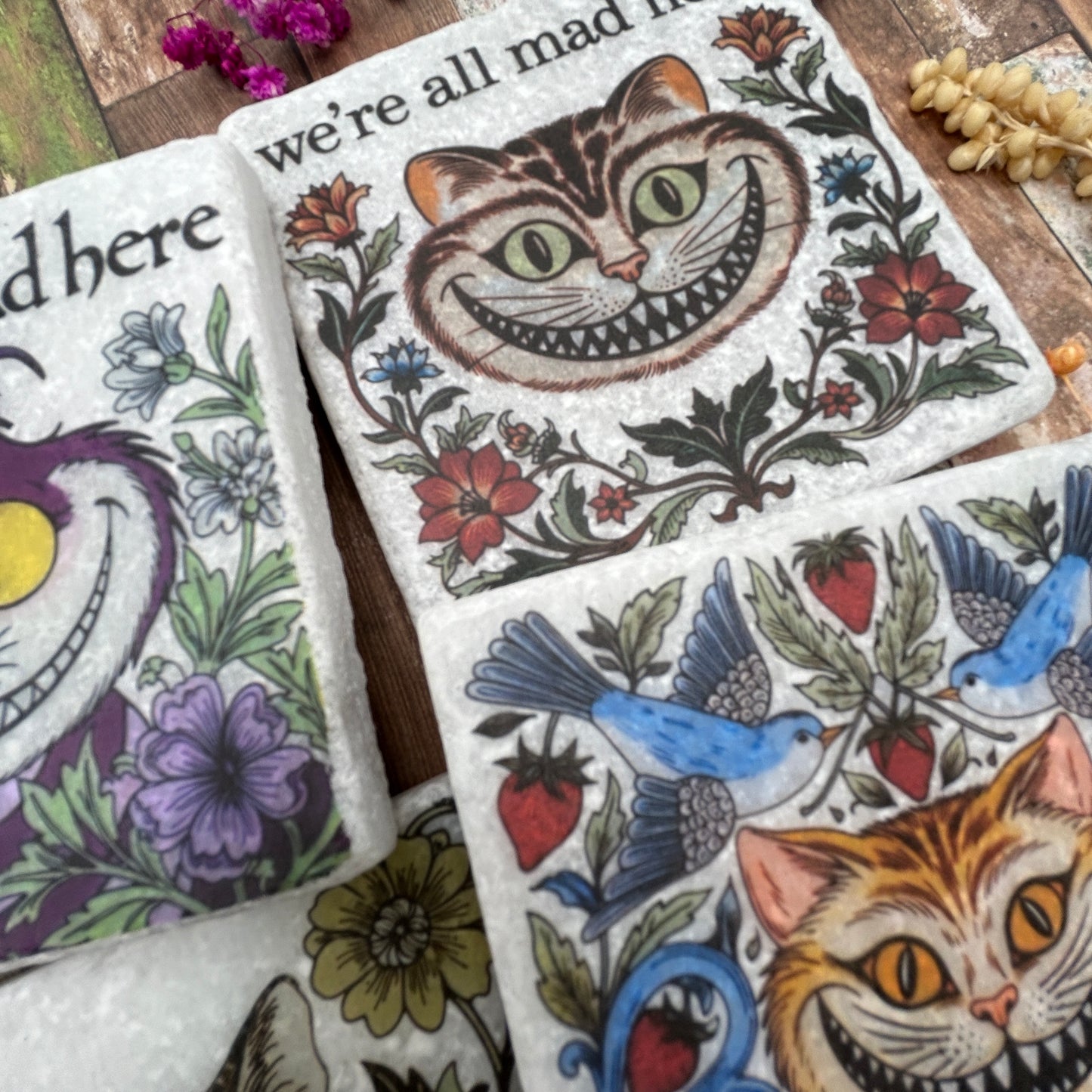 Alice in Wonderland Cheshire Cat Stone Coasters