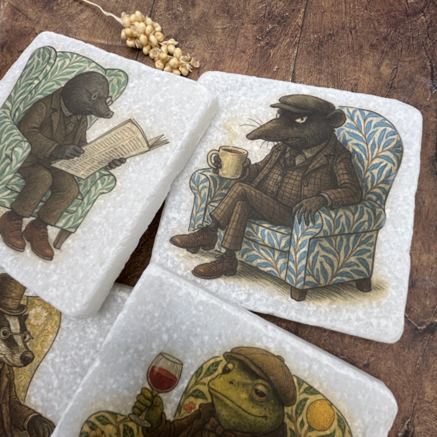 Morris and the Willows Animal Stone Coaster Collection – William Morris Inspired Armchairs