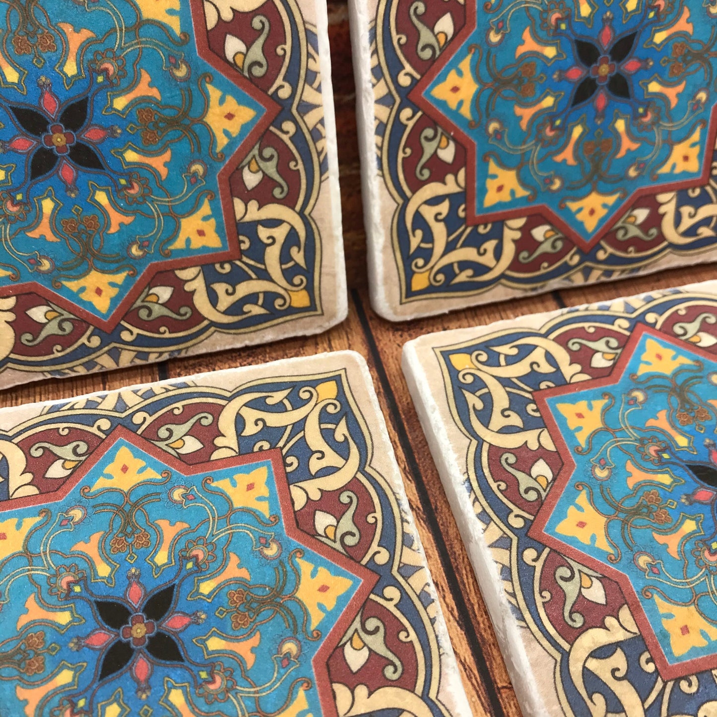 Moroccan Stone Coasters Wine Red