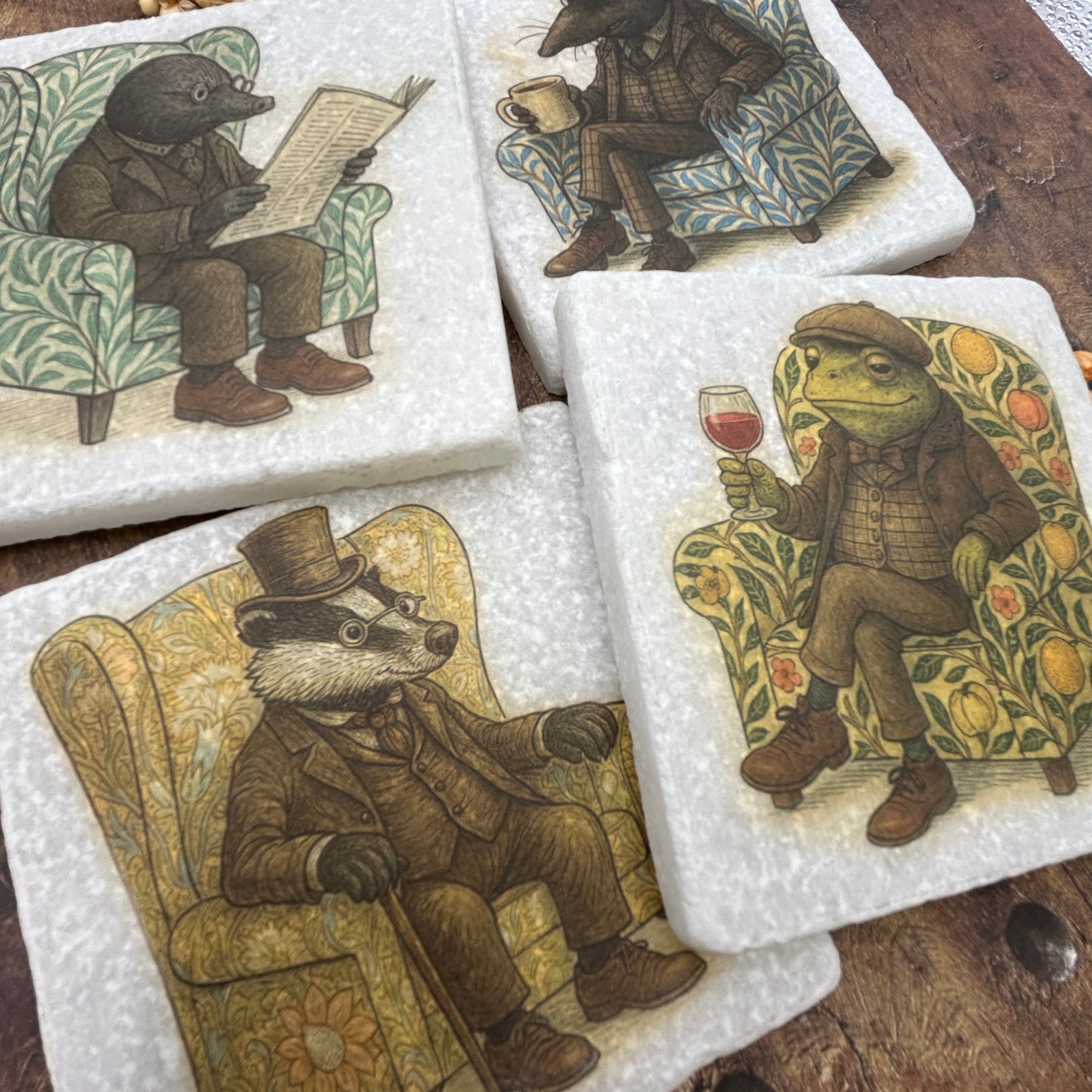 Morris and the Willows Animal Stone Coaster Collection – William Morris Inspired Armchairs