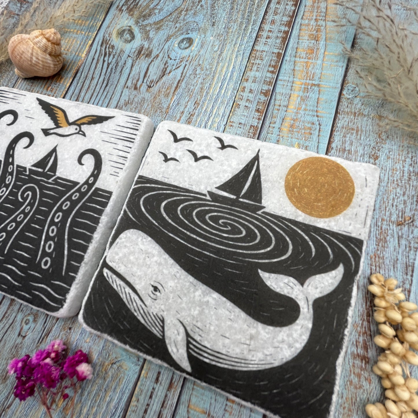 Nautical Legends Natural Stone Coasters