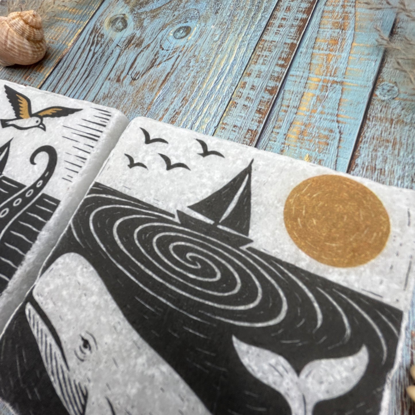 Nautical Legends Natural Stone Coasters