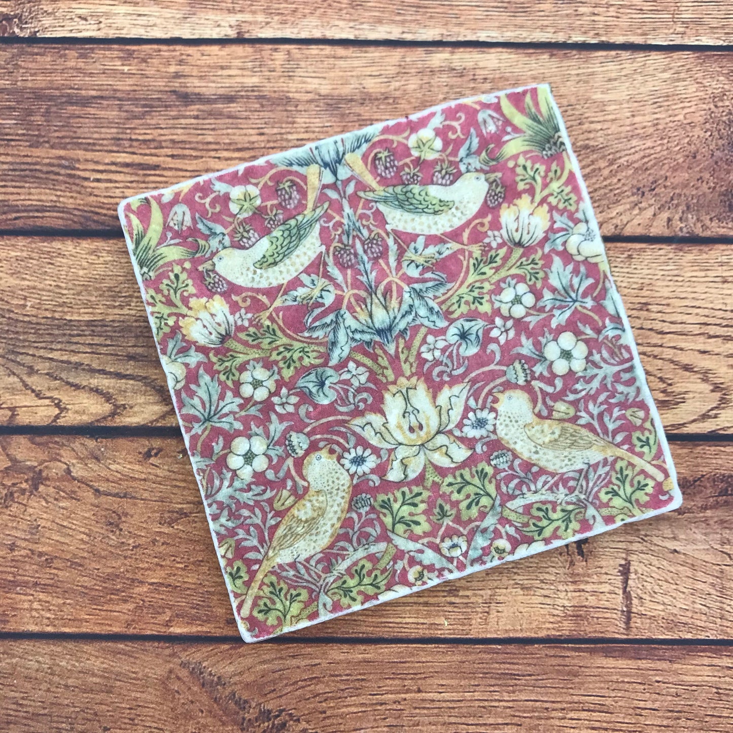 William Morris Natural Stone Coasters - Wine Red