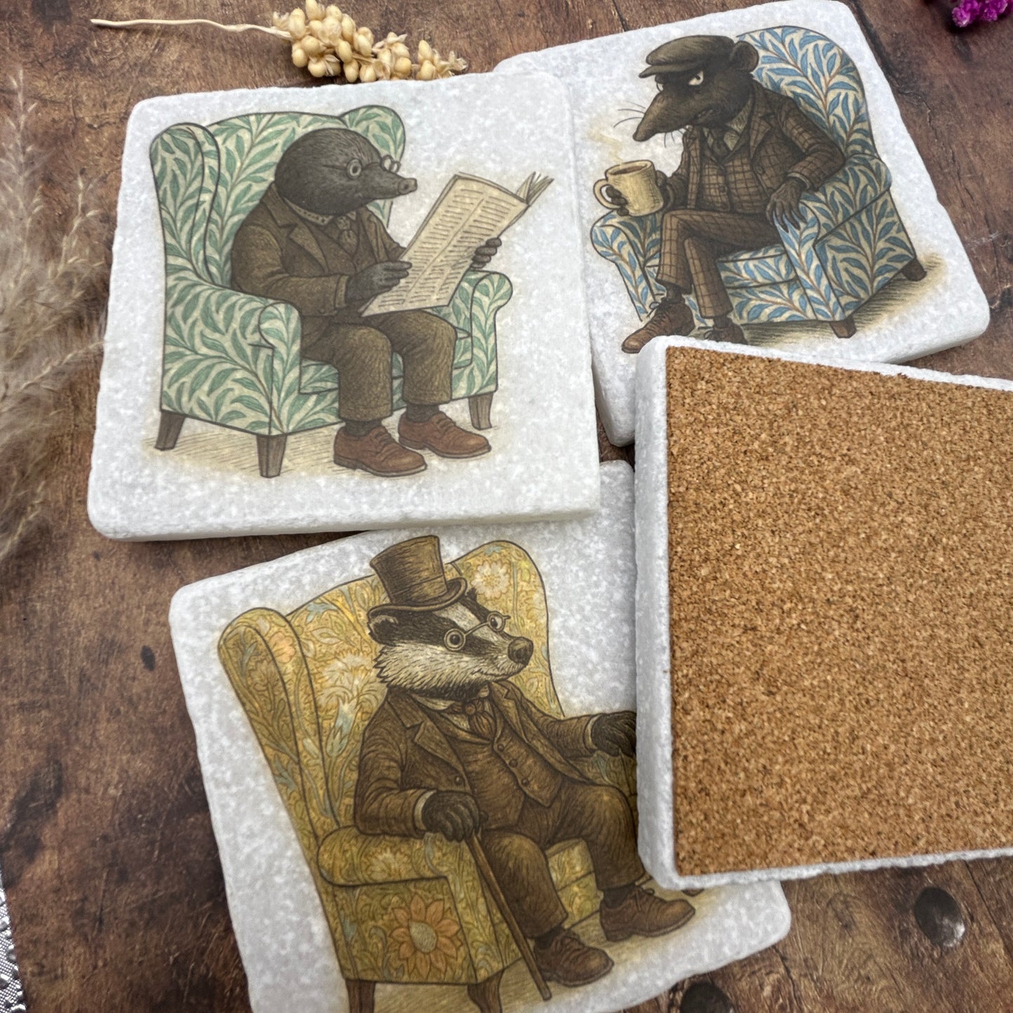 Morris and the Willows Animal Stone Coaster Collection – William Morris Inspired Armchairs