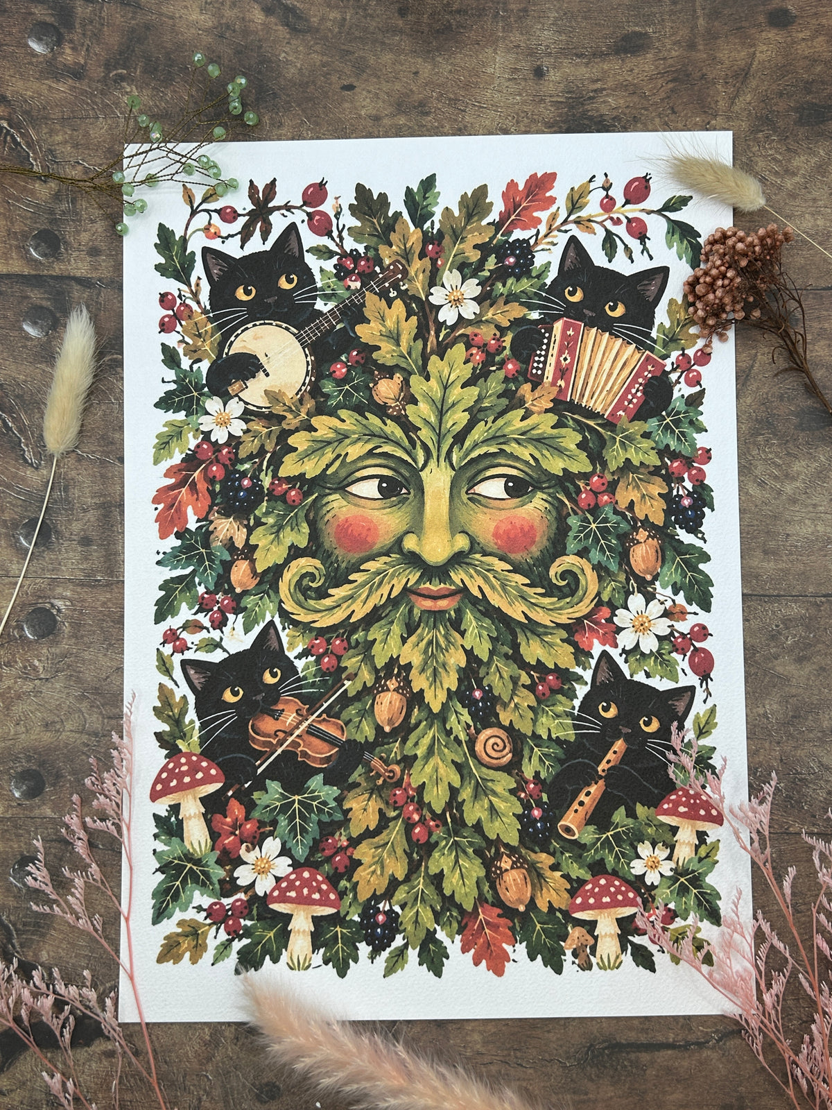 Woodland Folk band Green Man print