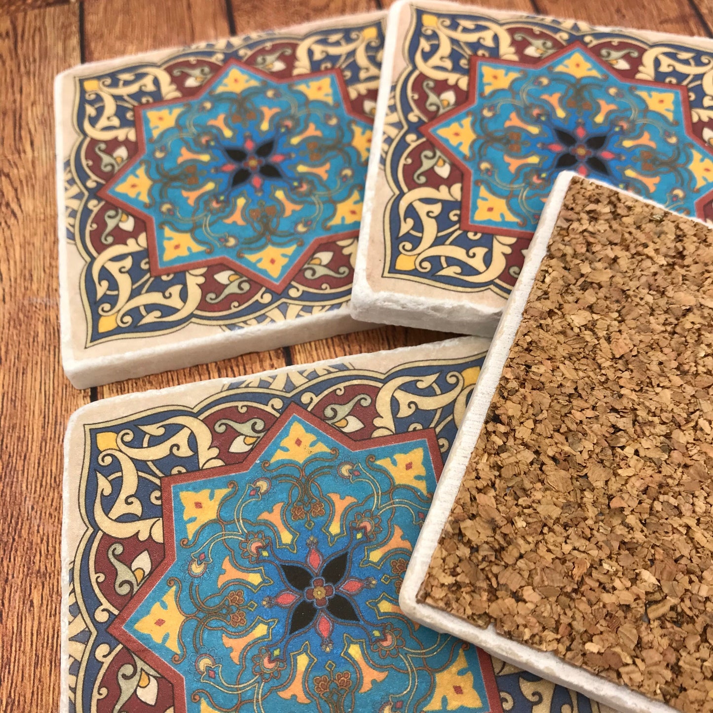 Moroccan Stone Coasters Wine Red