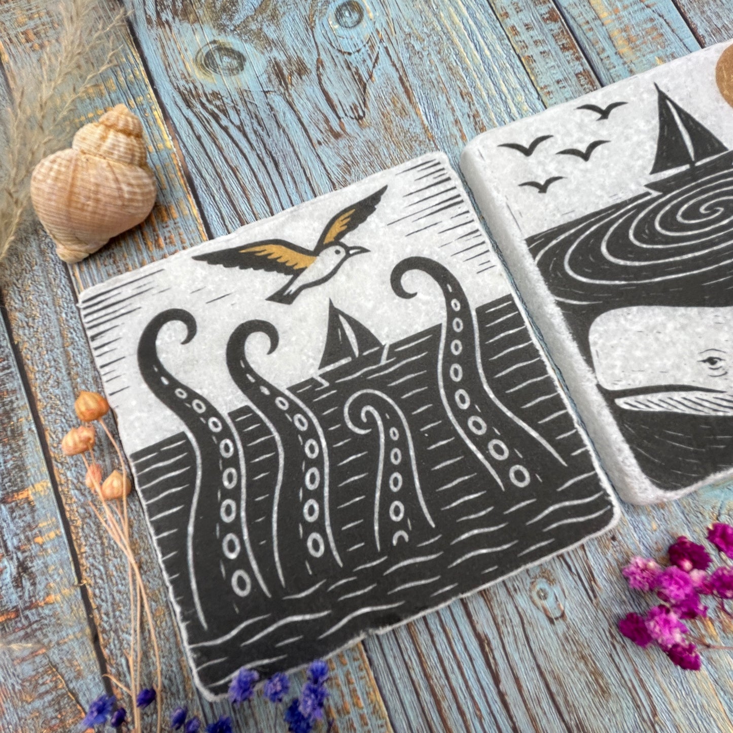 Nautical Legends Natural Stone Coasters