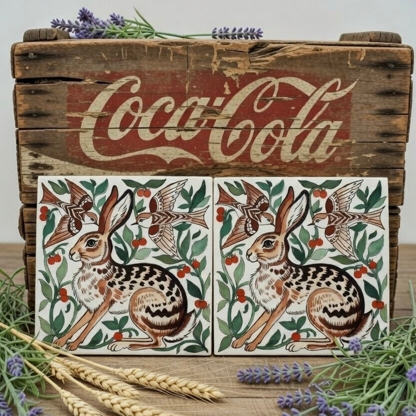 Woodland hare and swallows Stone Coasters