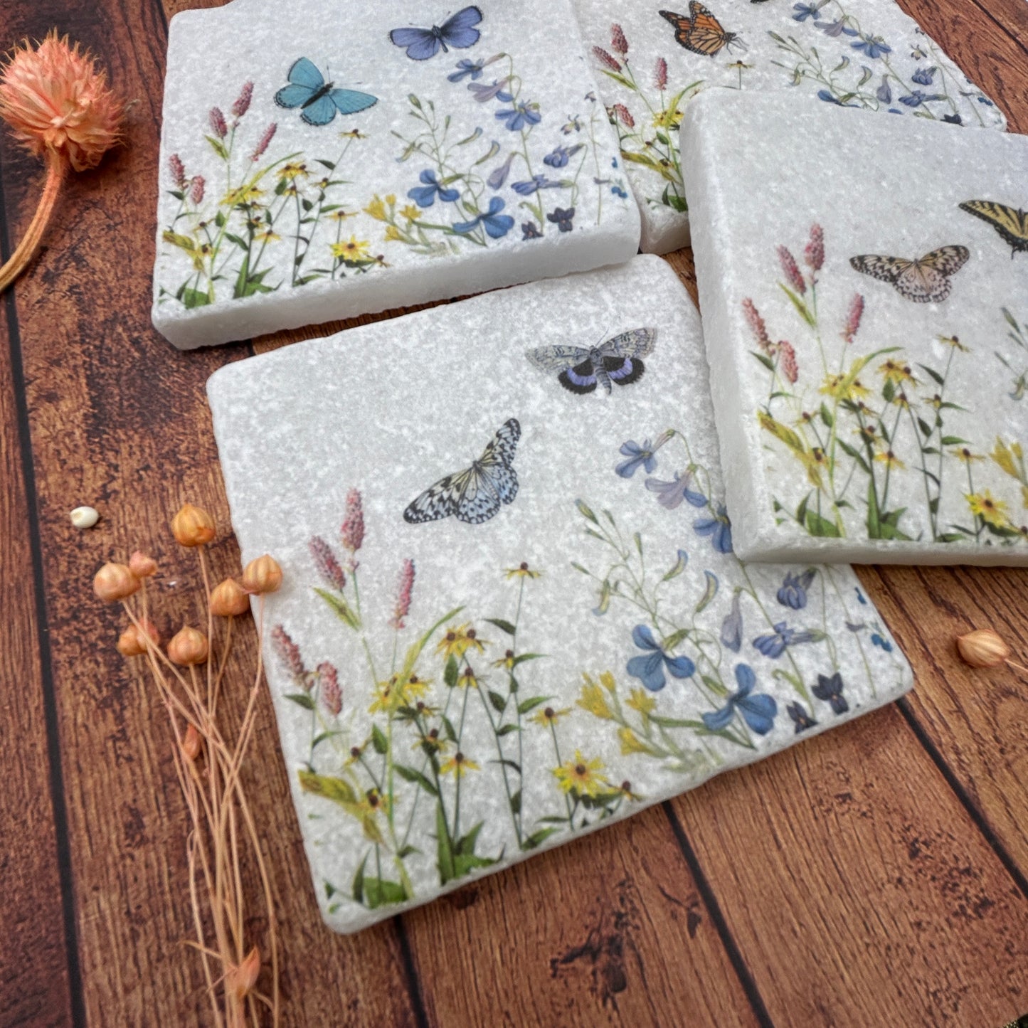 Wildflower Butterfly Coasters