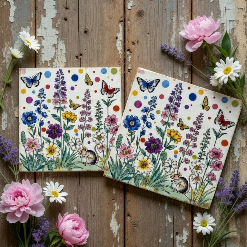 Wildflower Meadow Natural Stone Coasters