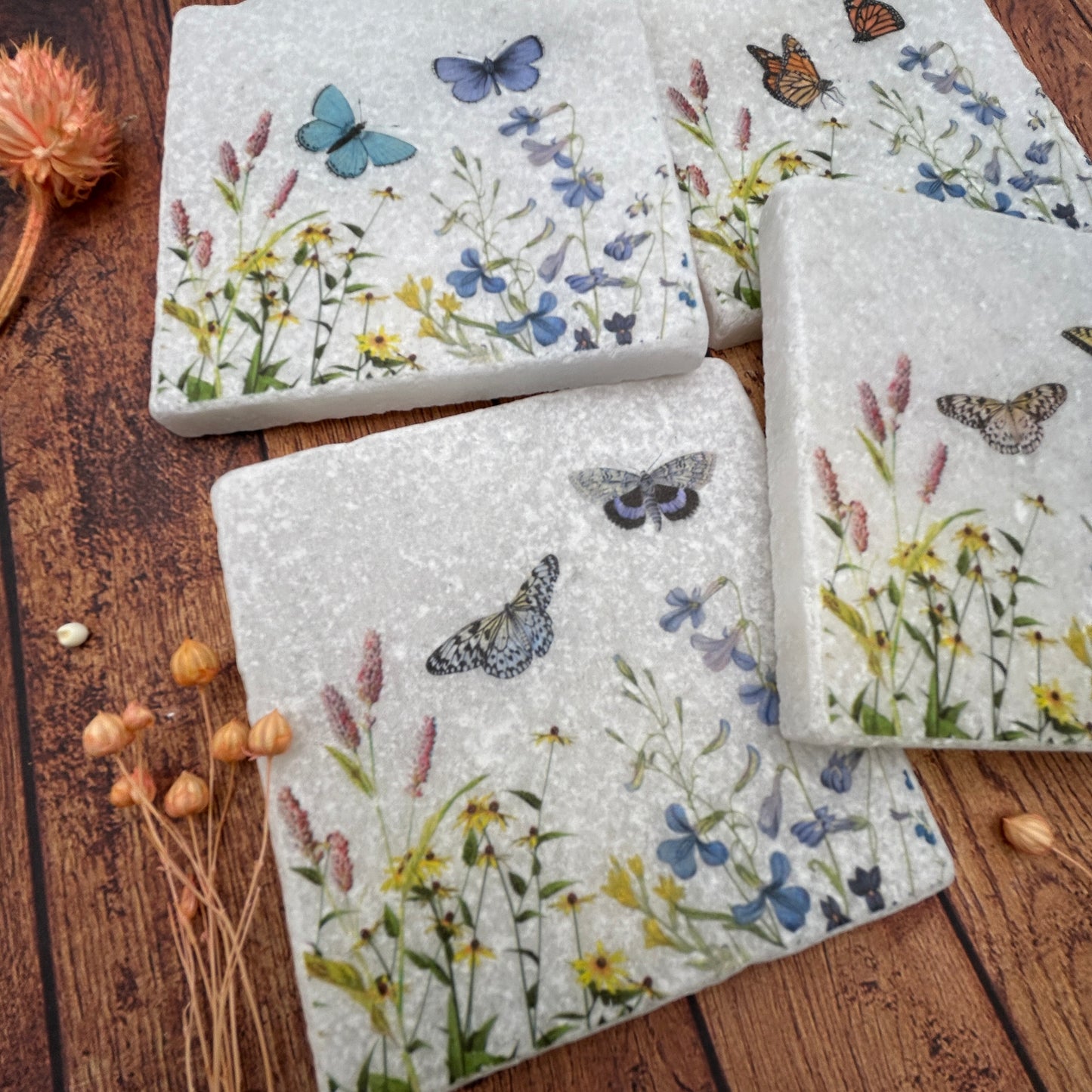 Wildflower Butterfly Coasters