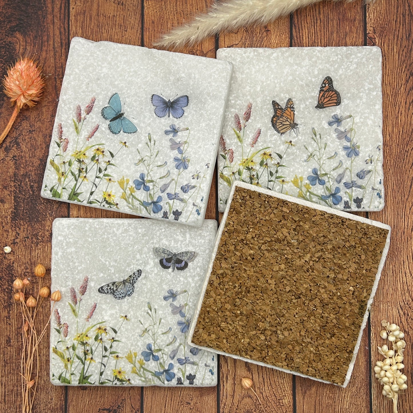 Wildflower Butterfly Coasters