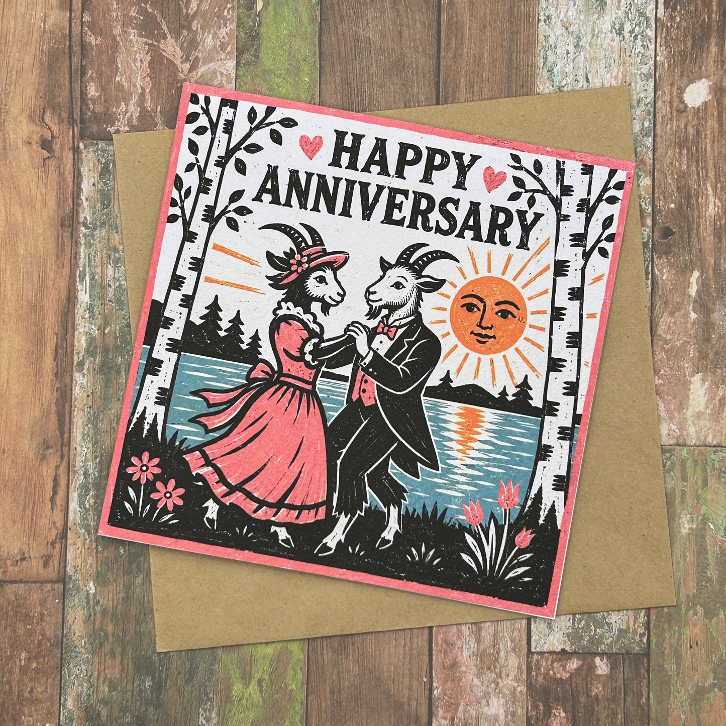 Dancing Goats Anniversary Card