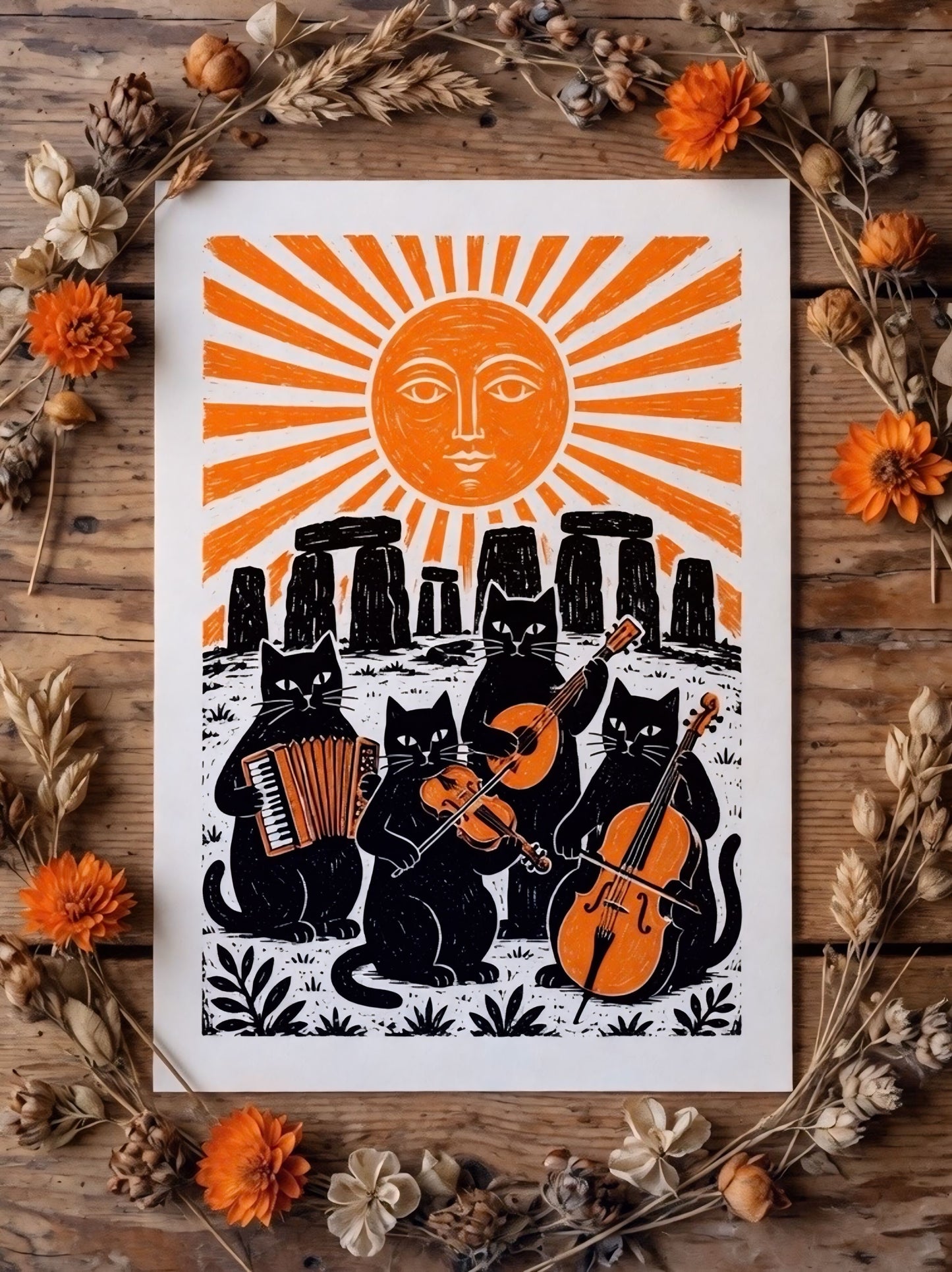 Stonehenge Cats Print