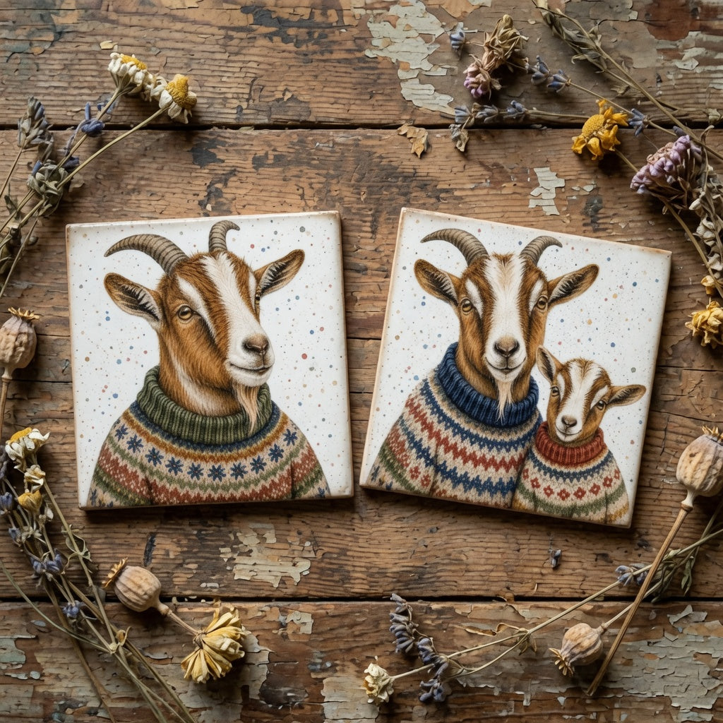 Cosy Goats Natural Stone Coasters