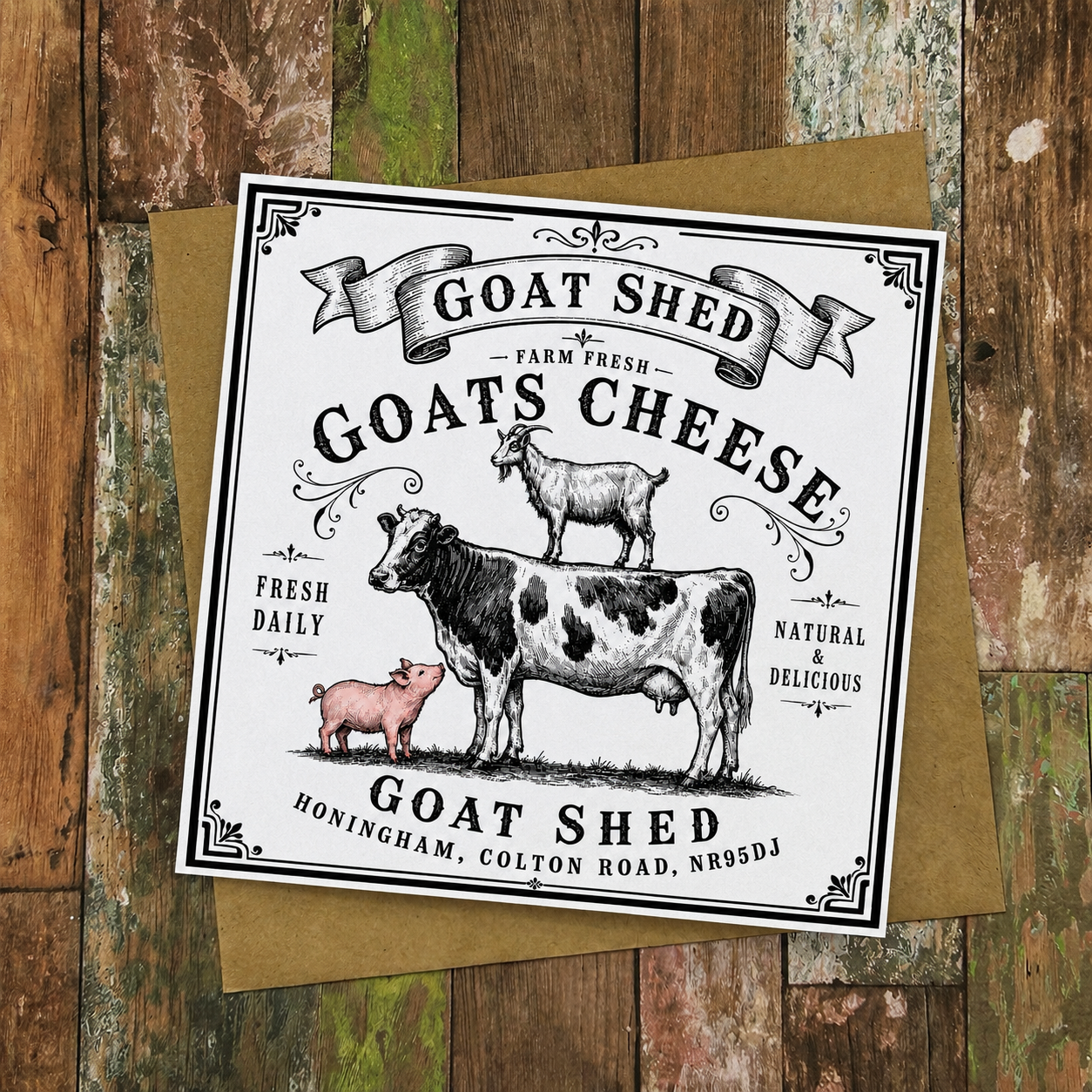 Goat Shed Farm Fresh Greeting Card