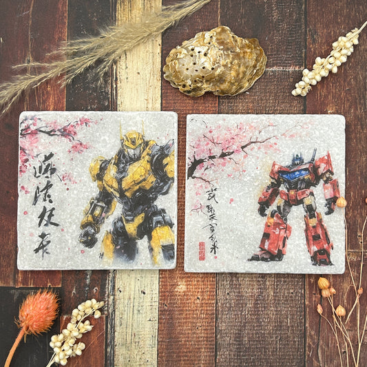 2 Transformers Cherry Blossom Coasters