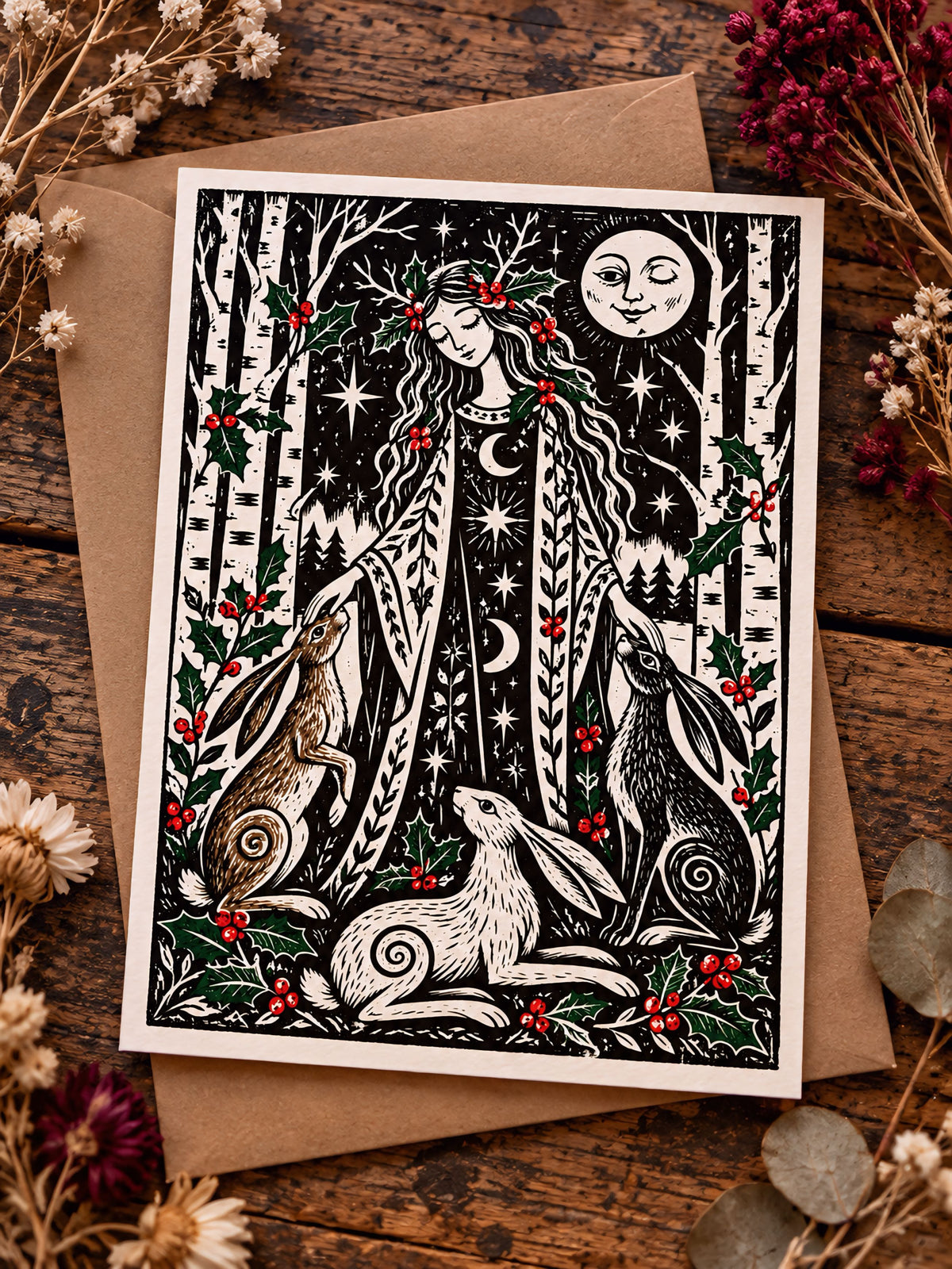Yuletide Hare Blessings Card