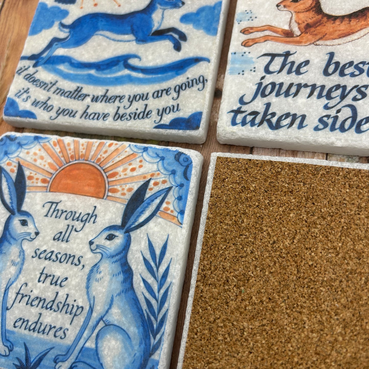Friendship Hares Natural Stone Coasters