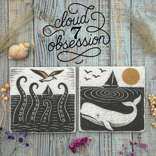 Nautical Legends Natural Stone Coasters