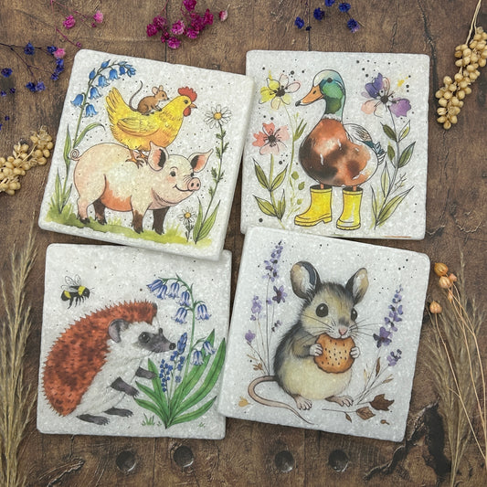Little Farmyard Friends Stone Coasters