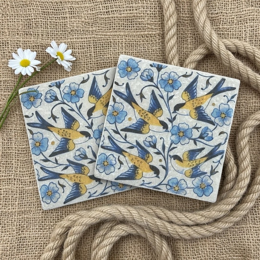 Dutch Blue Swallows Natural Stone Coasters