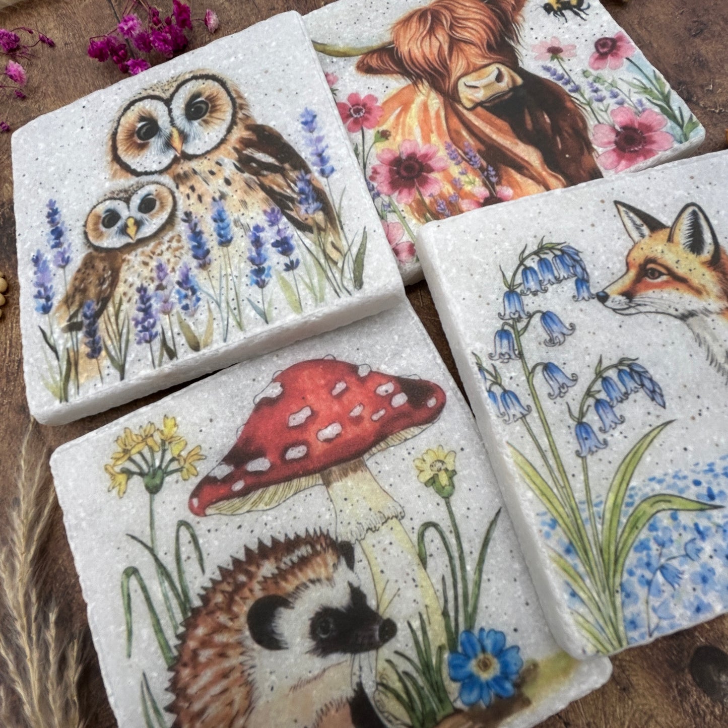 Meadow Cottage Collection Stone Coasters