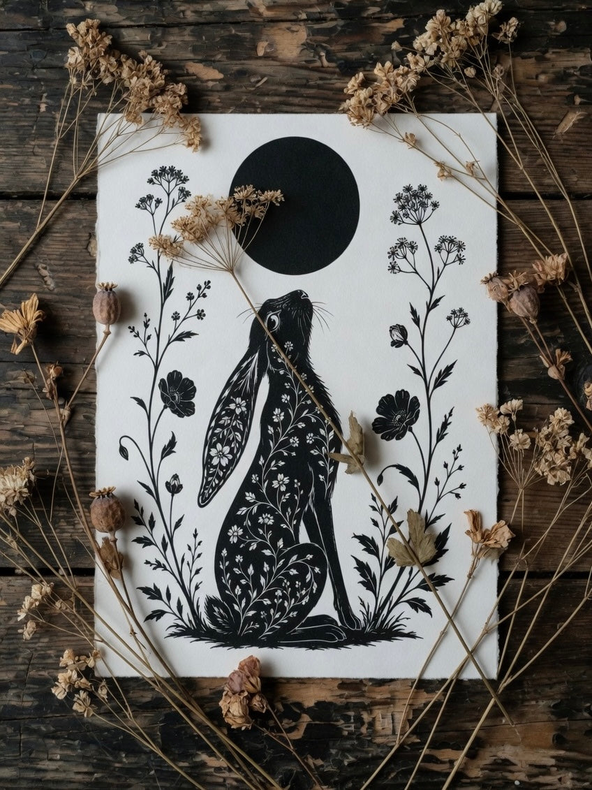 The Moon Gazing  Hare Print
