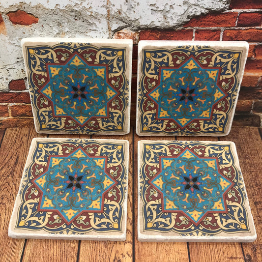 Moroccan Stone Coasters Wine Red