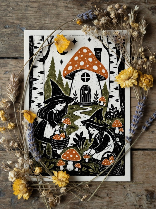 The mushroom gatherers Print