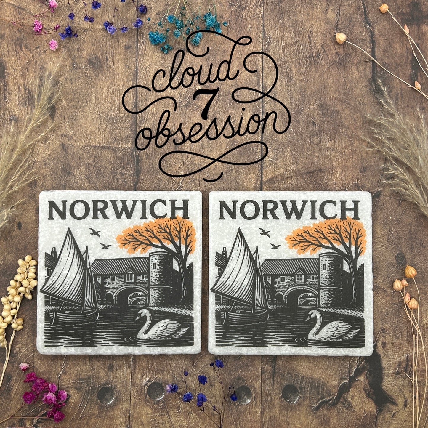 Pulls Ferry Norwich Linocut Style