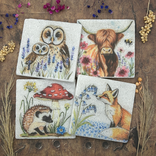 Meadow Cottage Collection Stone Coasters