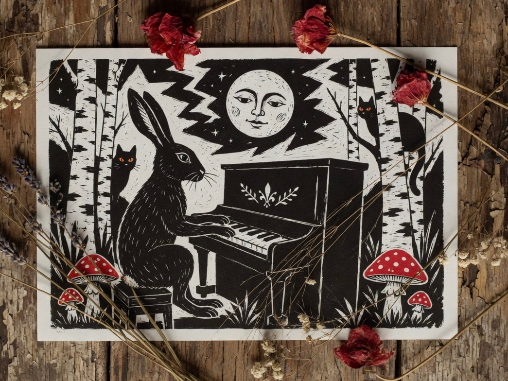 The Piano Hare A4 Print