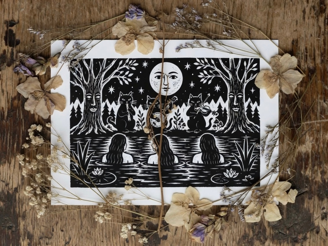 The midnight folk band black cats A4 Print