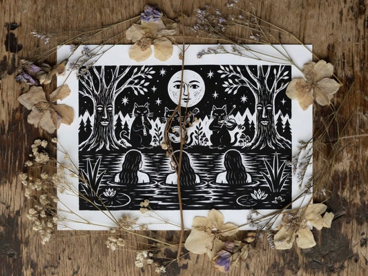 The midnight folk band black cats Print
