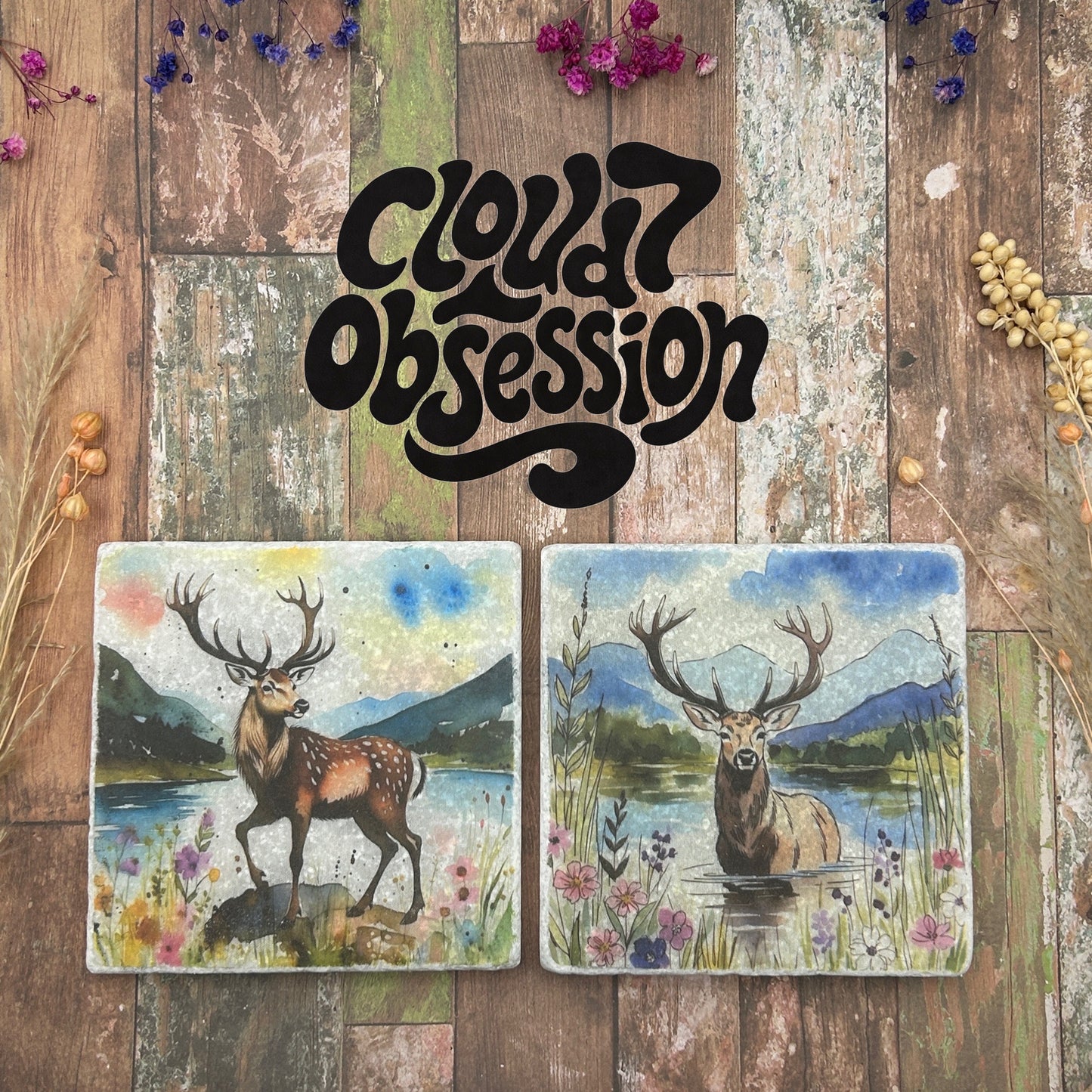 2 Mountain Stag Coasters