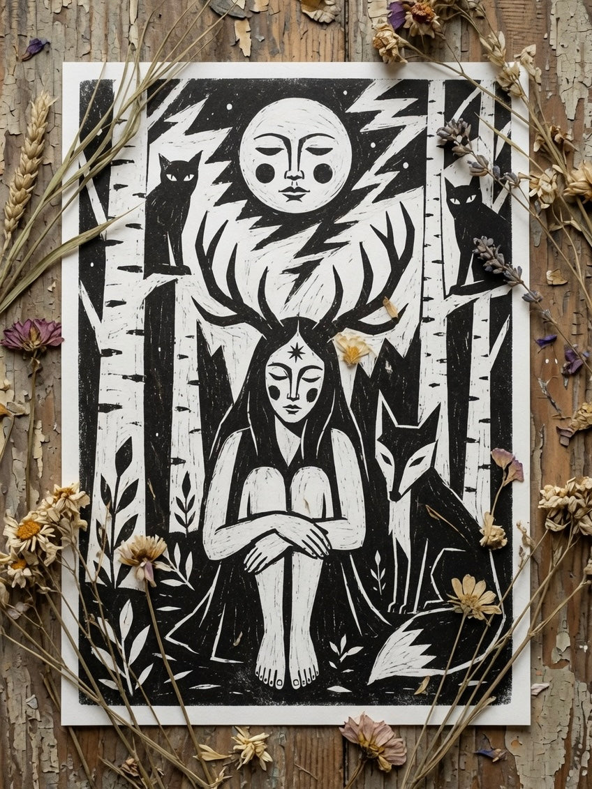 Between the Birch Trees A4 Print