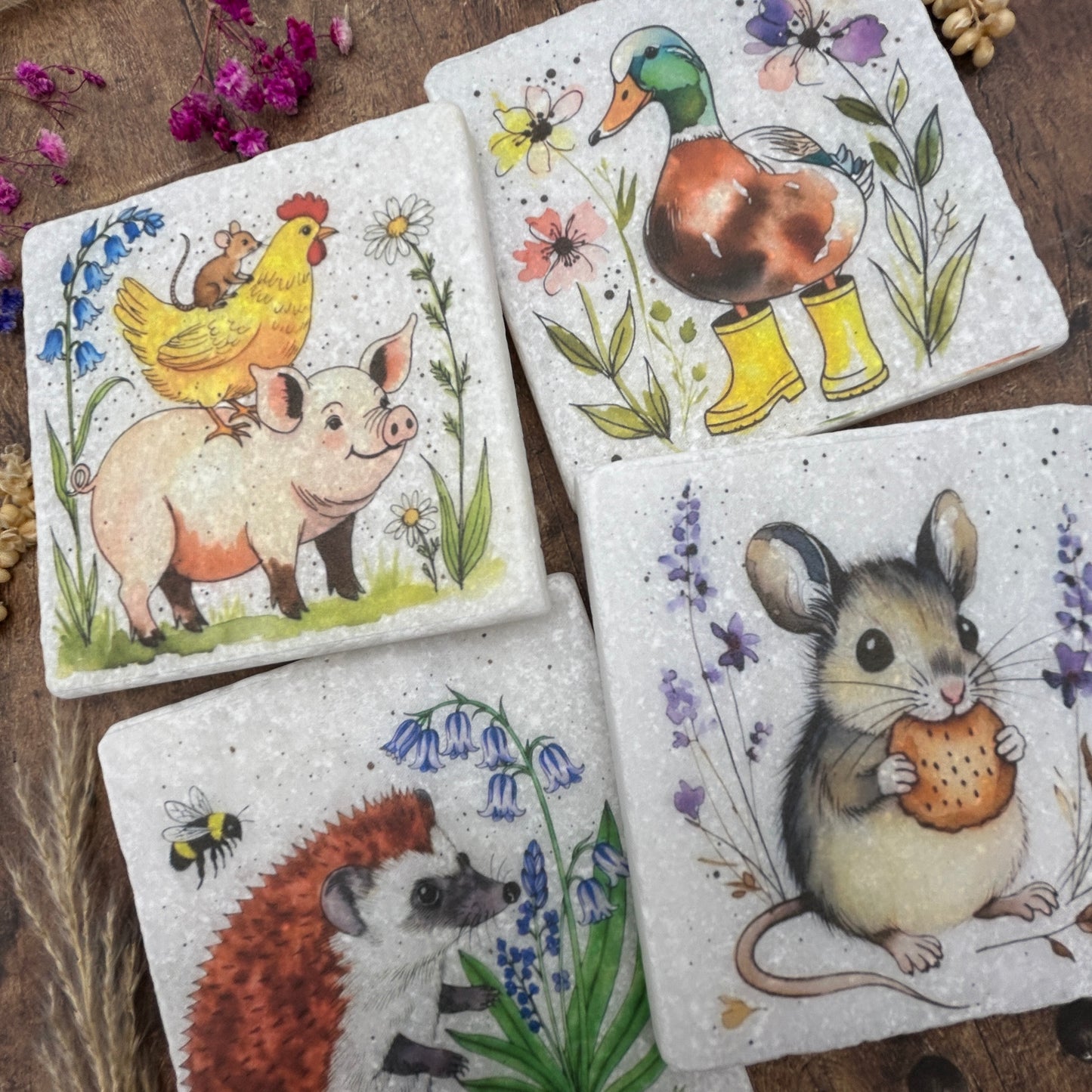 Little Farmyard Friends Stone Coasters