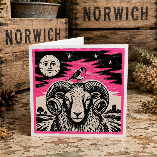 Norfolk Ram & Robin Greeting Card