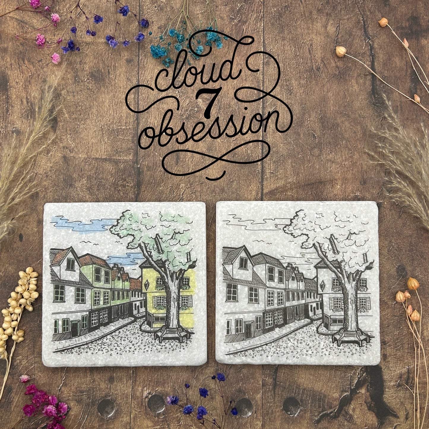 Elm Hill Urban Sketch Colour or B/W