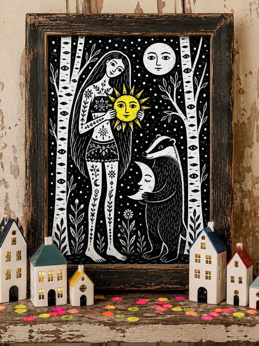 The Sun the Moon & Badger Print