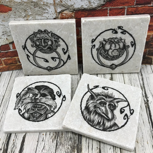 Labyrinth Natural Stone Coasters, Knockers