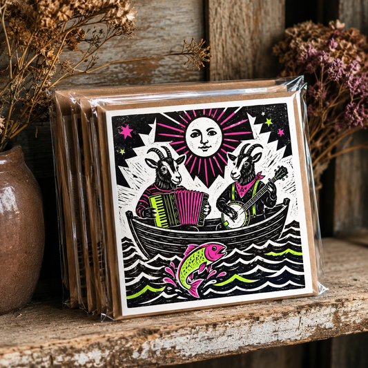 Goats afloat Greeting Card